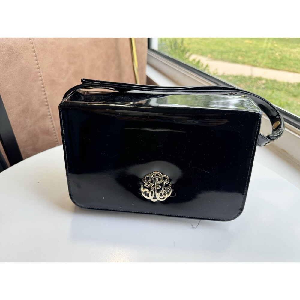 Purse's & Baggins Black Patent Leather Women's Top Handle Purse Snap Closure